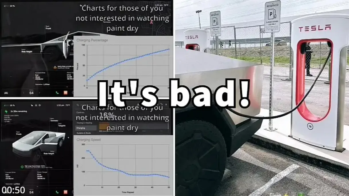 特斯拉Cybertruck充電曲線曝光。翻攝IT之家