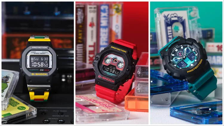 MIX TAPE系列將錶款配上紅、黃、綠、黑等復古配色。品牌提供