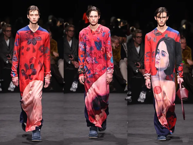 Christine所創作畫作，變為3條即地長裙。翻攝jw_anderson IG