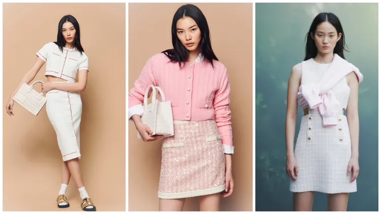 女裝以粉紅色調結合水鑽、亮片和蕾絲等元素。品牌提供