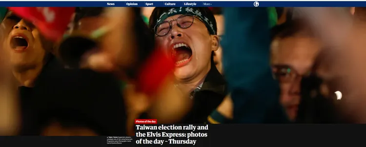 這張照片列為「本日最佳照片」的封面照。翻攝《衛報》