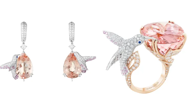 翹臀珍選戴的Animaux動物系列Hopi耳環（左ㄓ圖）483萬元、戒指（右圖）429萬元。品牌提供