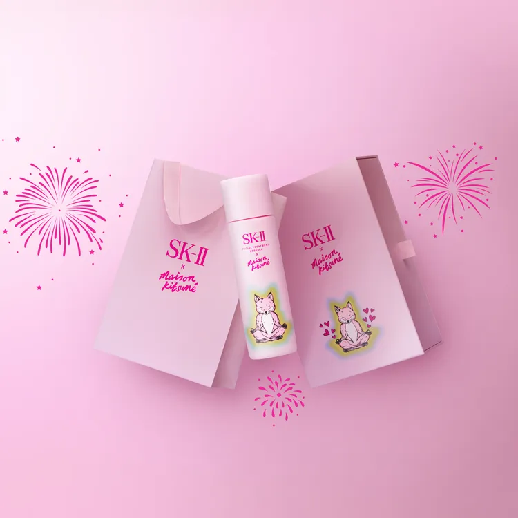SK-II x Maison Kitsuné 限量版青春露粉紅瓶 230ml／6900元。品牌提供 