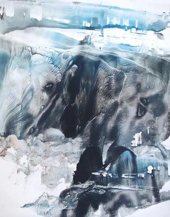 唐雙寧「藍色系列」抽象畫。翻攝網路