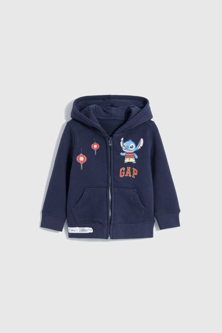 Gap x 史迪奇聯名Logo印花刷毛連帽外套（男），1699元。品牌提供