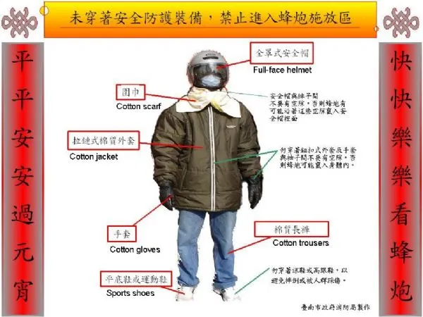 犁蜂炮要做好防護。南市消防局提供