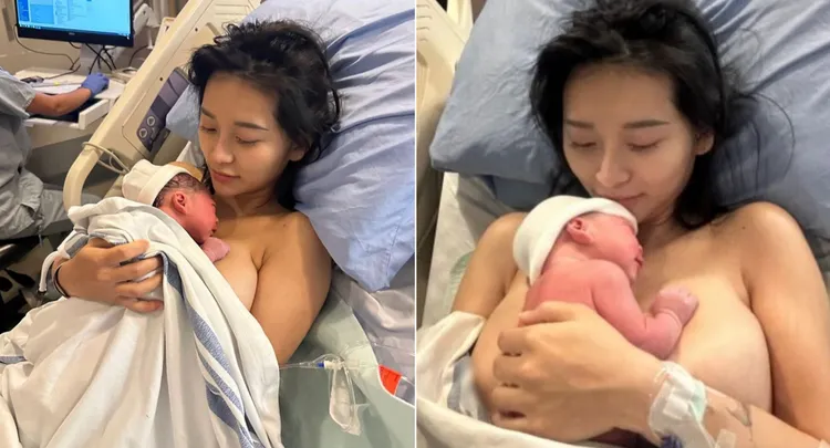 祈錦鈅去年底辛苦誕下女娃。本人提供