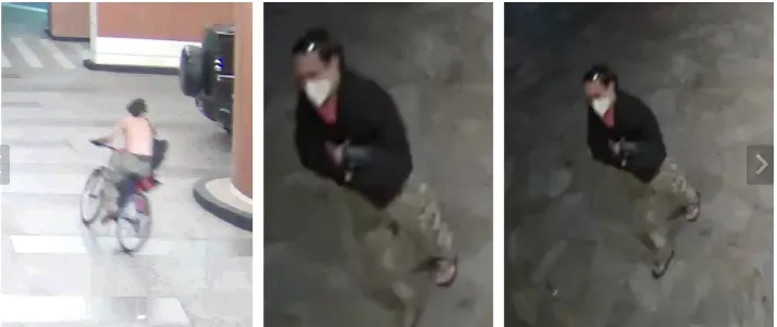 夏威夷警方公布嫌犯畫面，他犯案時穿黑色連帽夾克，之後打赤膊逃逸。圖片來源夏威夷警方