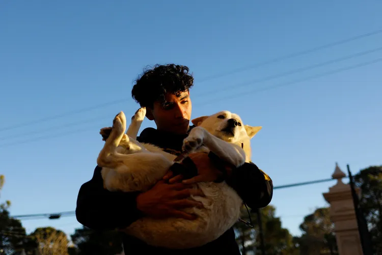 墨西哥寵物飼主17日「聖安東尼瞻禮日」帶著寵物上教堂，接受祝福。路透社