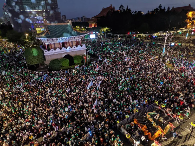 民眾黨凱道造勢空拍畫面。民眾黨提供