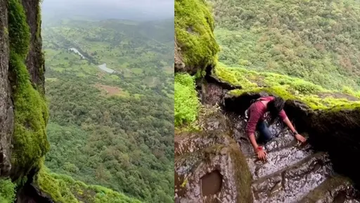 徒手攀爬陡峭天梯　鏡頭一轉下秒讓人瞠目結舌！