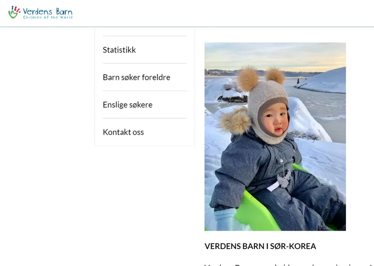 挪威領養機構Verdens Barn負責南韓等國兒童領養。翻攝Verdens Barn官網