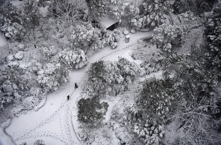 中國湖南遭遇全省性暴雪，圖為長沙。新華社