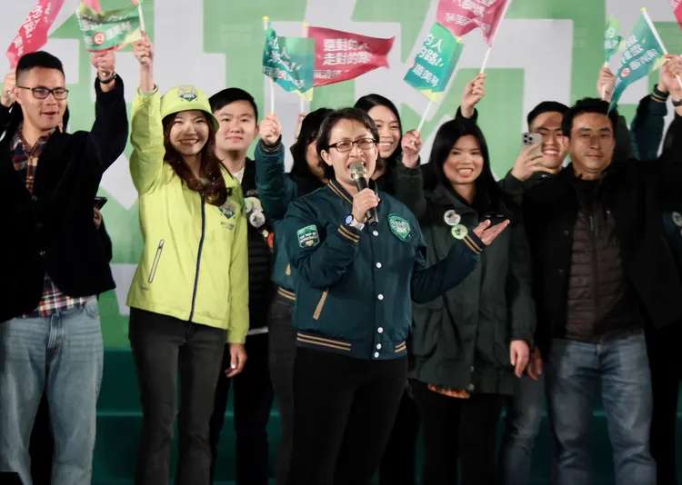 民進黨副總統候選人賴清德致詞。彭欣偉攝