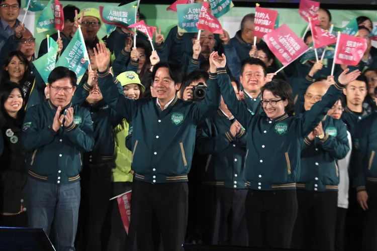 賴清德與蕭美琴出席今晚選前之夜。彭欣偉攝