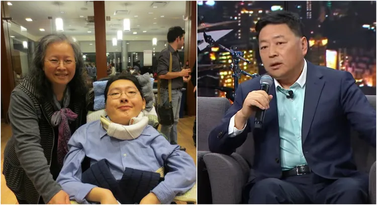 王志安(右，翻攝自STR Network YouTube)譏諷民進黨推殘疾人上台煽情催票遭炎上，影射民進黨不分區立委名單中的身障律師陳俊翰(左，翻攝自陳俊翰臉書)。