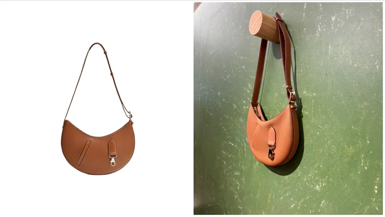 P’tit Arçon肩背包 Barénia Faubourg小牛皮材質，18萬8800元。左圖品牌提供、右圖張家玲攝