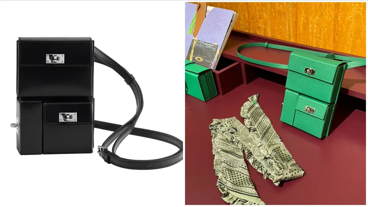 Kelly Multi Pocket To Go手拿包Box小牛皮材質，34萬9000元。左圖品牌提供、右圖張家玲攝