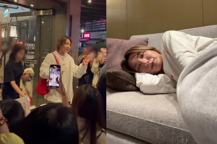 利特（左圖）昨晚也吃鼎王慶功，透露始源要他喝高粱酒，回飯店直播醉到睡著。讀者提供、翻攝YouTube