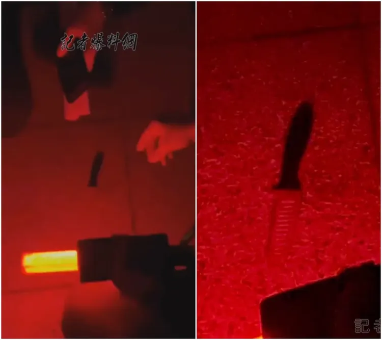 警方尋獲水果刀當下畫面。翻攝自記者爆料網