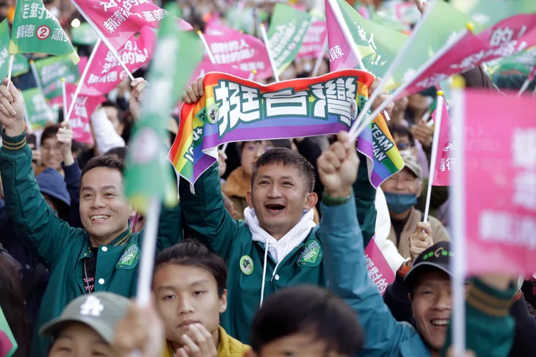 民進黨支持者。美聯社