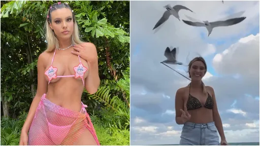 一秒解開比基尼！海鷗老司機出沒　5千萬性感網美急捧胸