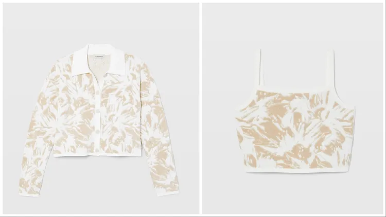 拓印印花針織開襟衫（左）1萬900元、拓印印花針織背心（右）5900元。品牌提供