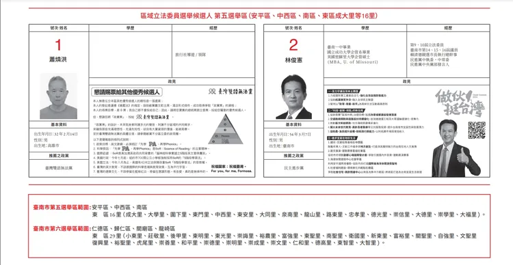 綠委林俊憲連任的唯一對手政見竟然是呼籲不要投給自己。取自第11屆立委選舉公報