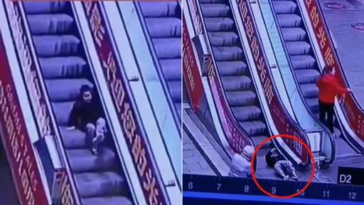 穿羽絨衣「坐電扶梯」商場耍戲 屁孩外套卡縫勒頸險奪命