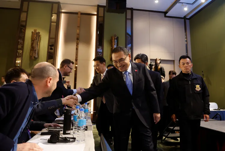 國民黨總統候選人侯友宜今天召開國際記者會。路透社