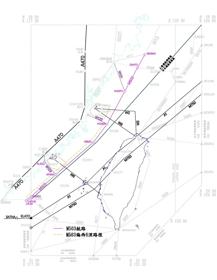 航線示意圖。民航局提供