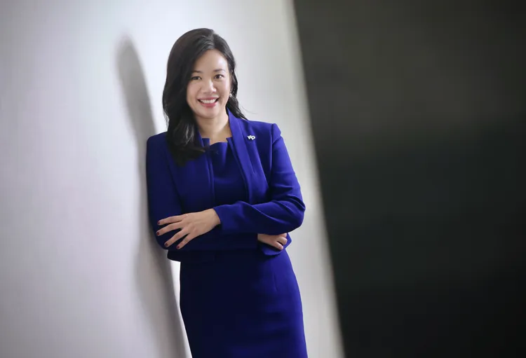 吳欣盈接受《壹蘋》專訪暢談從商轉政的心路歷程。林林攝