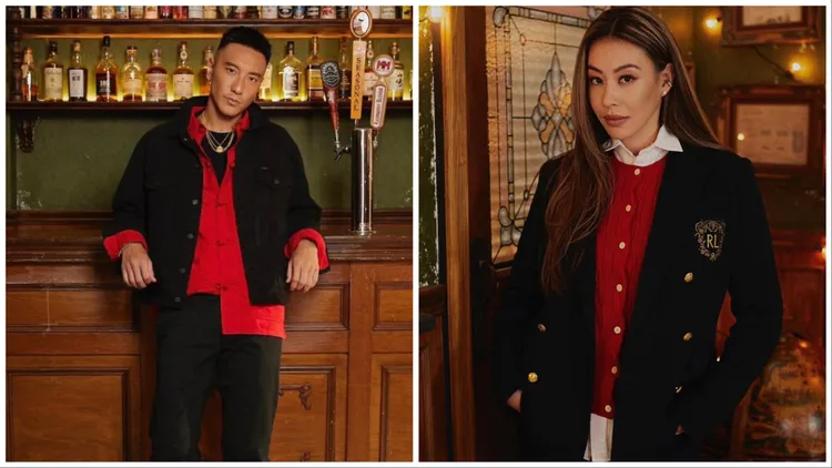 王陽明（左）、蔡詩芸（右）穿著RALPH LAUREN推出的Lunar New Year系列。翻攝王陽明IG