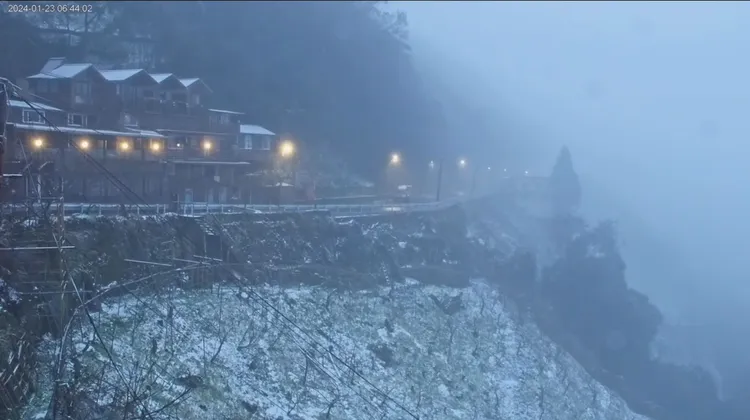 拉拉山下雪了。觀旅局提供