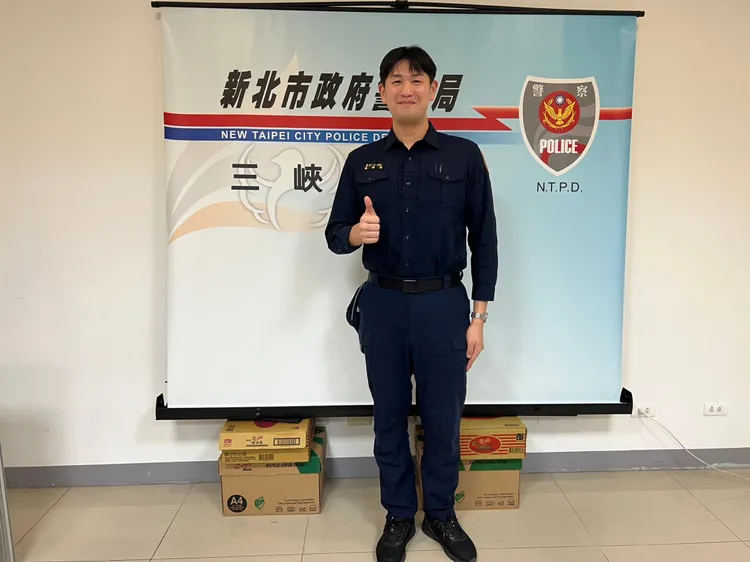 警專實習生戴楷閎勇抓詐欺車手，第二天實習就建功。警方提供