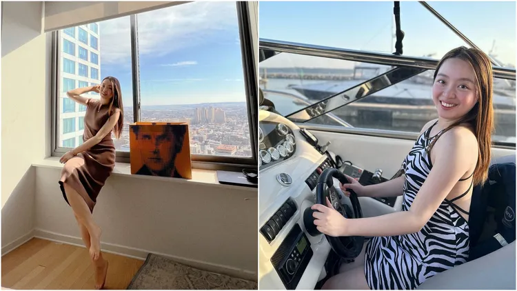 女粉紅旅遊購物及遊艇Party照片。翻攝自當事人IG