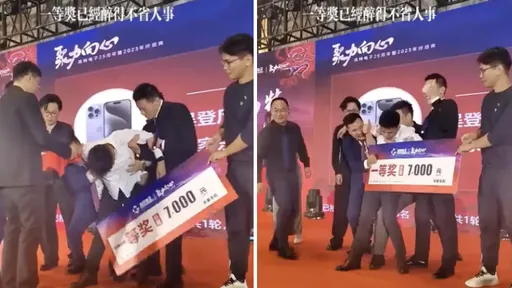 呵呵誰叫你中獎!尾牙抽中一等獎 爛醉男員工「被撿屍」影片曝光