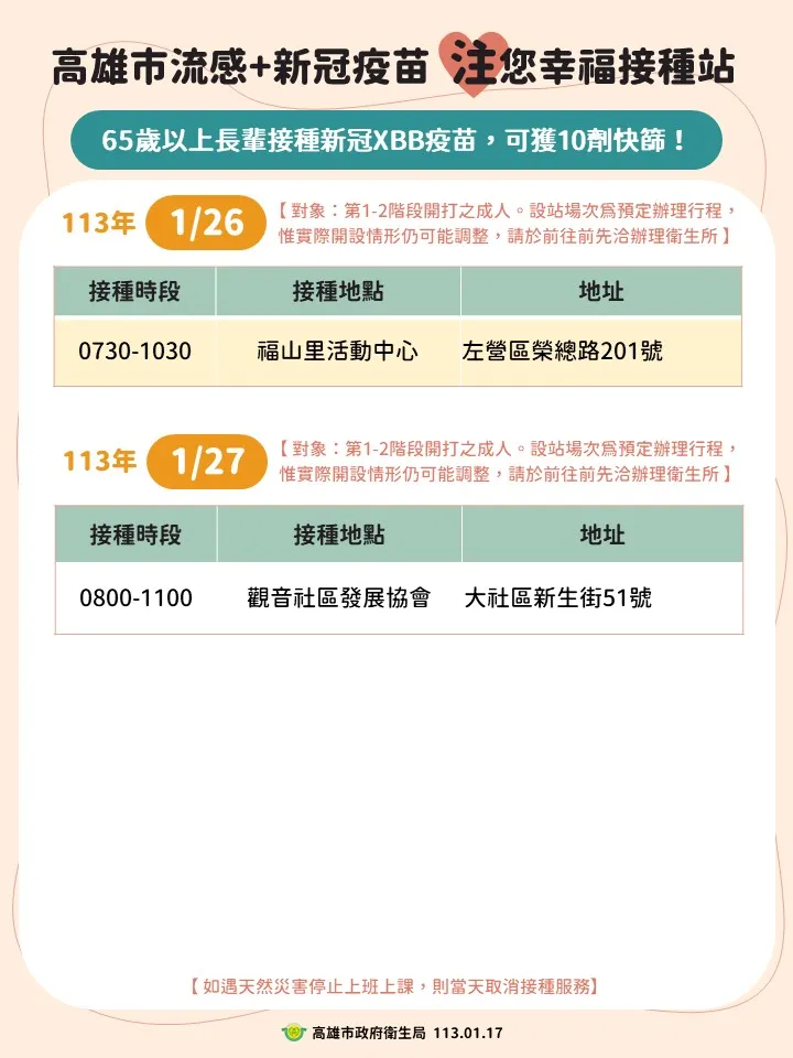 疫苗接種站。衛生局提供