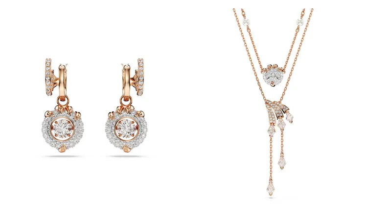 Dragon & Phoenix水滴形耳環（左）6350元、Dragon & Phoenix（右）雙層項鍊，1萬元。品牌提供