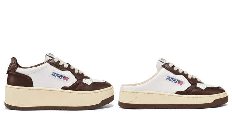 可可色Platform厚底鞋（左）7280元、可可色Mule穆勒鞋（右）6480元。品牌提供