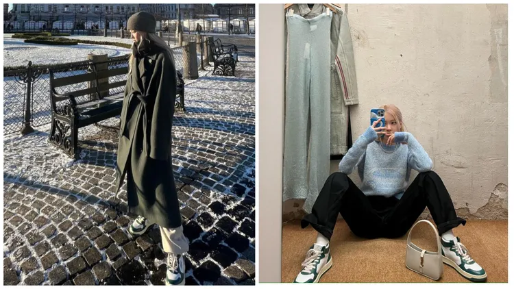 Rosé穿著的綠色高筒版型鞋款。翻攝Rosé IG