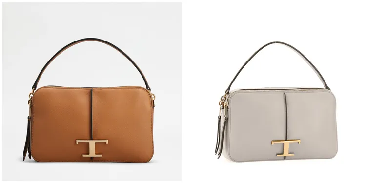 TOD'S T Timeless小型相機包棕色（左）、灰色（右）各7萬900元。品牌提供