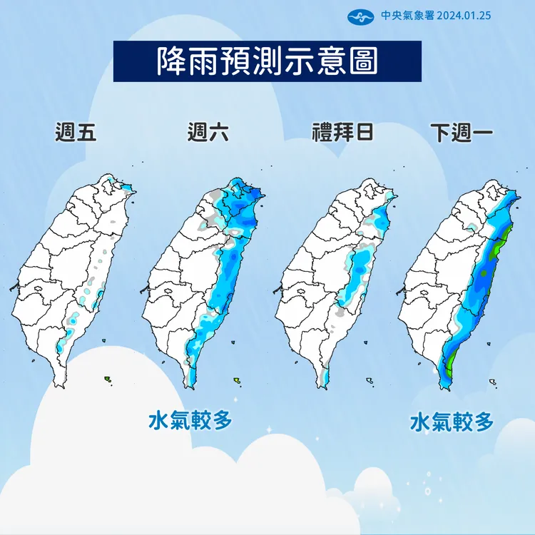 降雨趨勢。氣象署提供