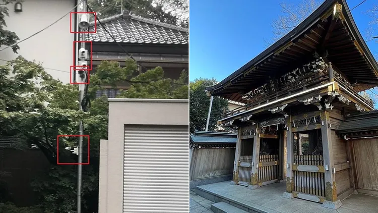 神社安裝監視器等設備來時刻觀察民眾一舉一動。翻攝自Google地圖