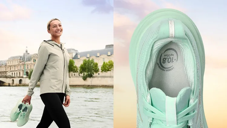 鞋墊上標有碳足跡標籤。品牌提供