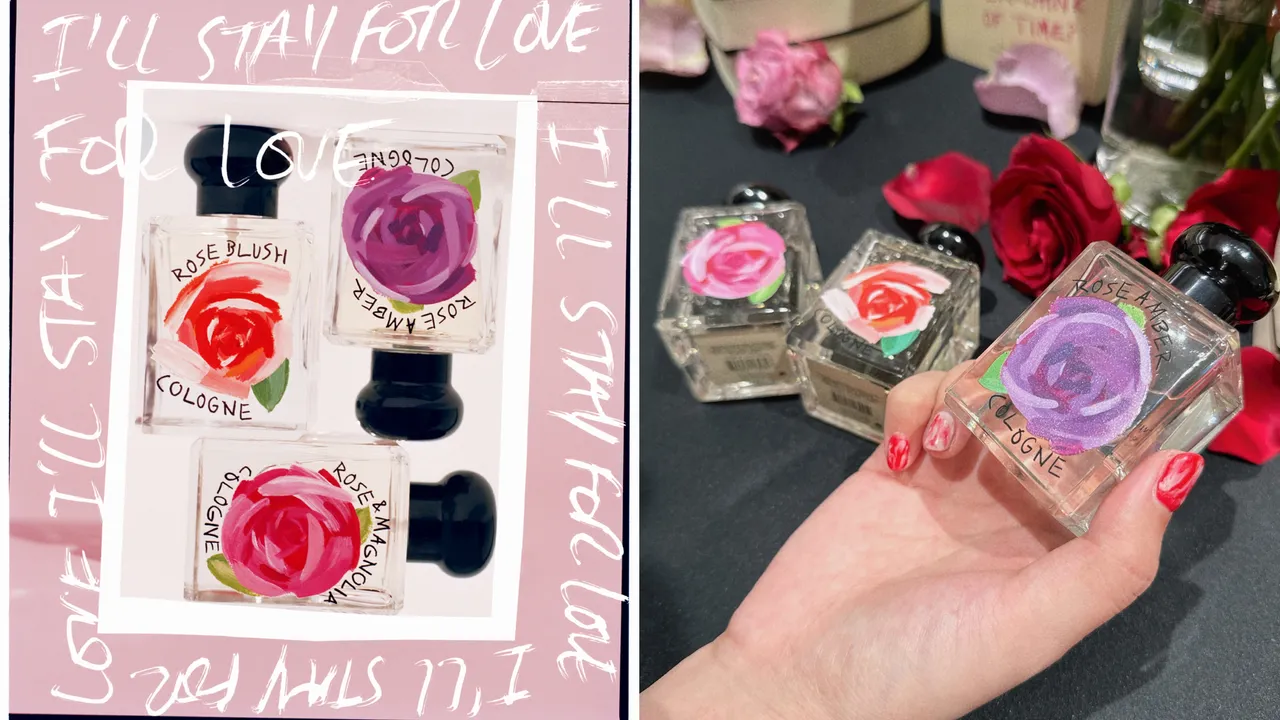 Jo Malone 2024年風格玫瑰系列將在1月15日開賣，其中的琥珀玫瑰香水為全新香氣。左圖品牌提供、右圖張家玲攝