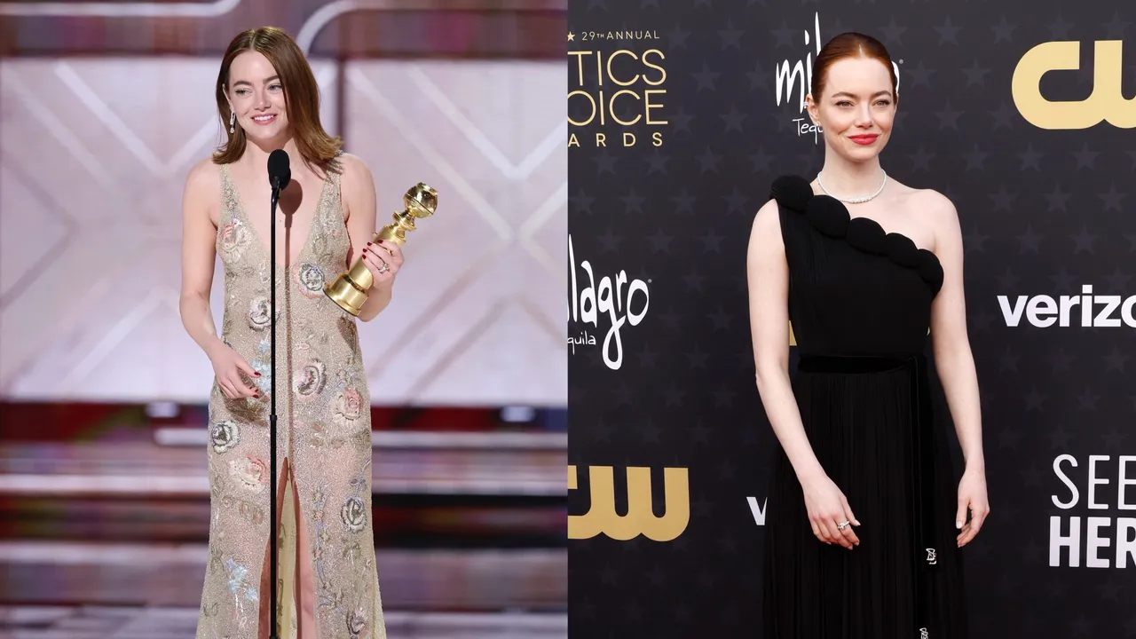 艾瑪史東接連在金球獎和廣播影評人協會獎奪下最佳女主角，都是身著代言的LV當幸運戰袍。品牌提供