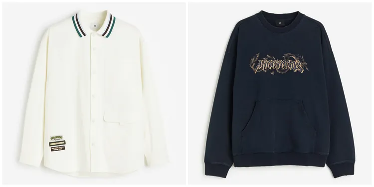 寬鬆剪裁斜紋襯衫（左）999元、寬鬆剪裁運動衫（右）1499元。品牌提供