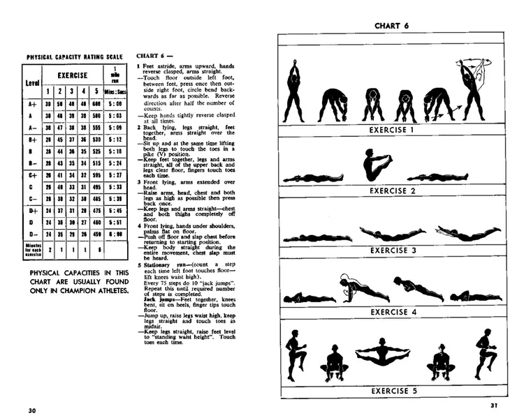 5BX有6種不同的強度，可依體能狀況自行調整。 圖為第6種強度。翻攝加拿大皇家空軍
