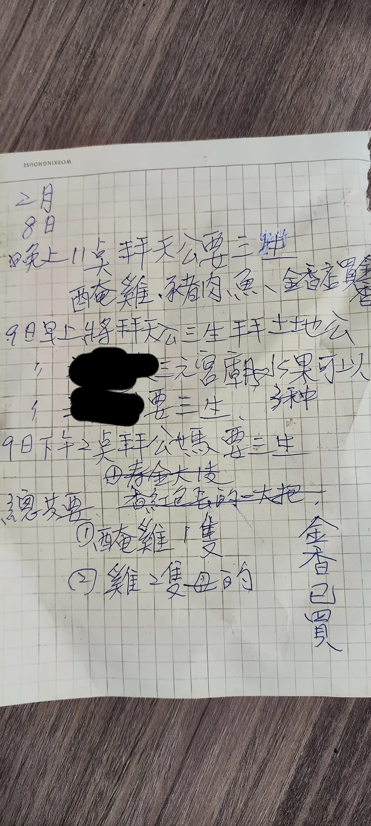 媳婦的怒吼！看到過年拜拜「點菜單」。翻攝臉書「毒姑九賤婆媳討論區」